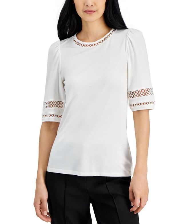 Women's Harmony Lace-Inset Elbow-Sleeve Top Product Image