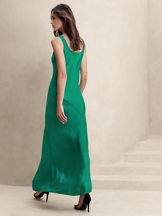 Satin Twill Slit Maxi Dress Product Image