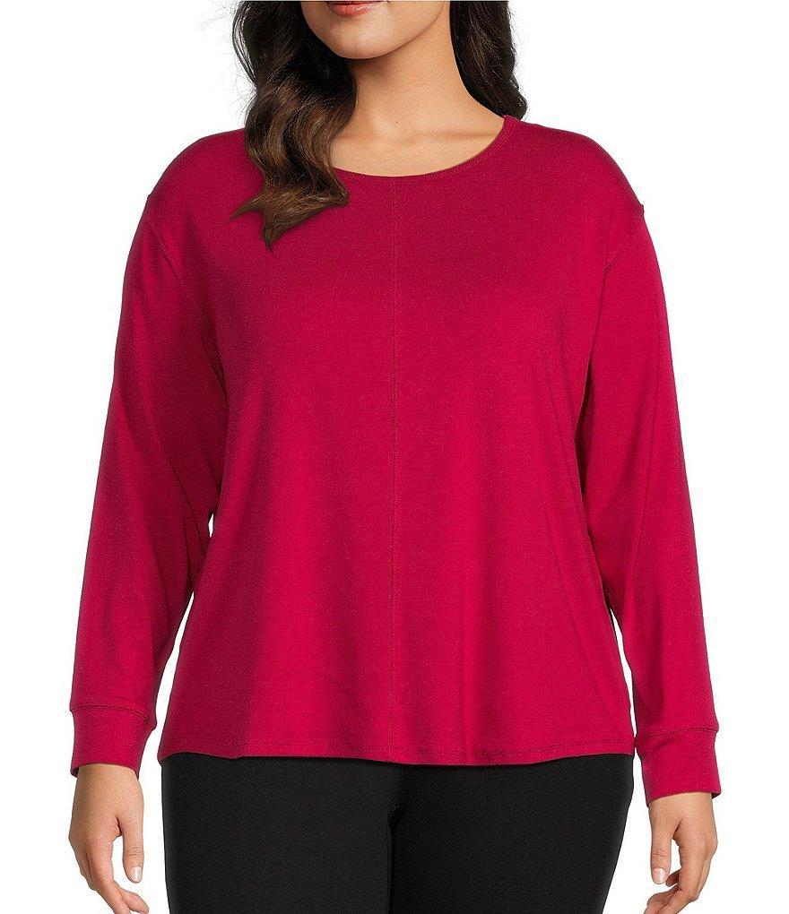 Westbound Plus Size Round Neck Long Sleeve Knit Tee Shirt Product Image