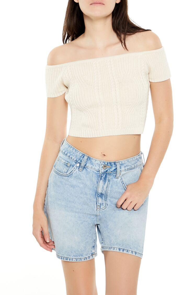 Sweater-Knit Off-the-Shoulder Crop Top | Forever 21 Product Image