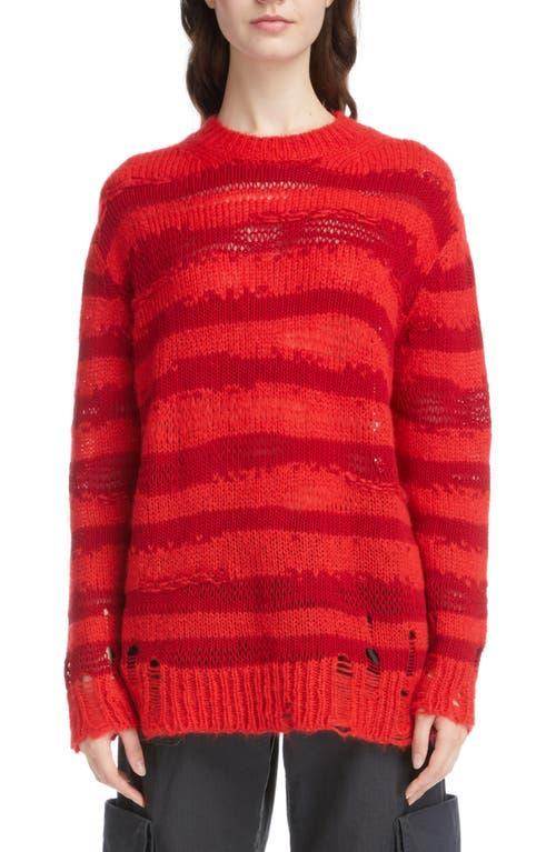 Acne Studios Karita Distressed Stripe Open Stitch Cotton, Mohair & Wool Blend Sweater Product Image