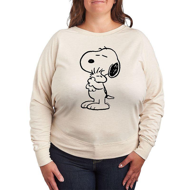 Womens Peanuts Snoopy Loves Woodstock Lightweight French Terry Sweatshirt, Girls Product Image