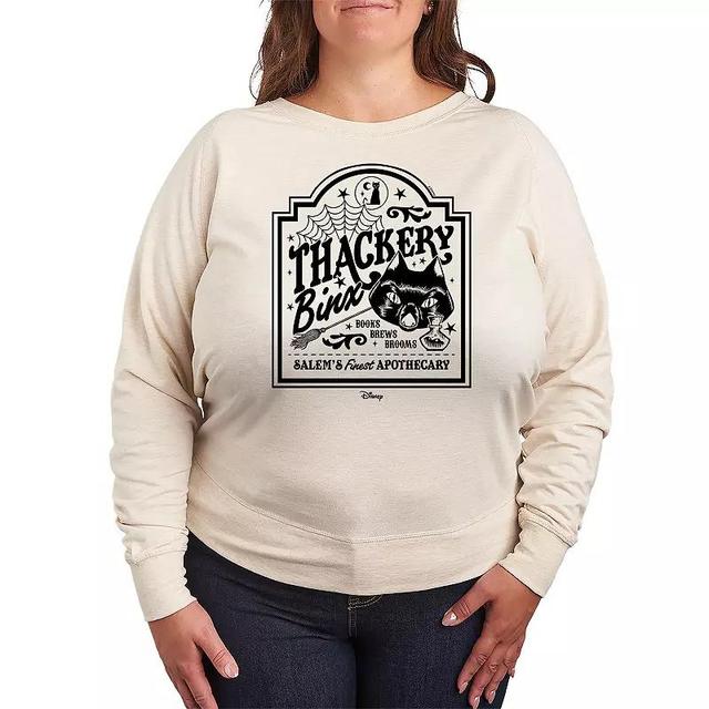 Disneys Hocus Pocus Binx Plus Size Business Sign Lightweight French Terry Sweatshirt, Womens Product Image