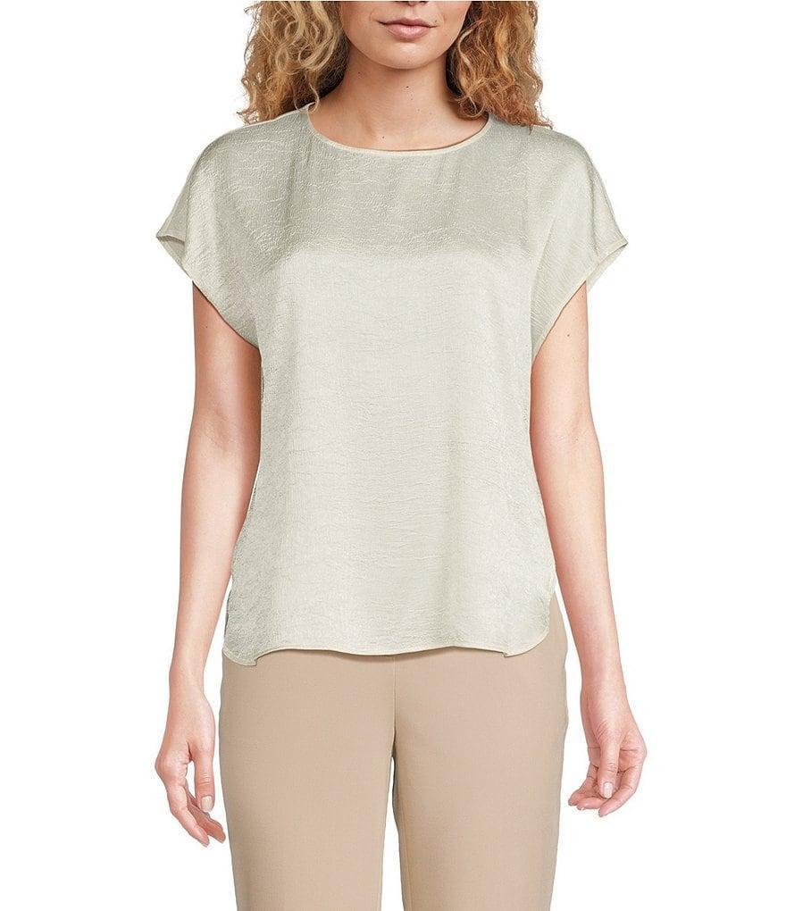 Calvin Klein Crew Neckline Cap Sleeve High Low Blouse Product Image