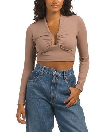 Square Wire Long Sleeve Crop Top for Women Product Image