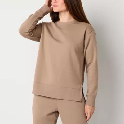 Xersion Womens Super Soft Fleece Crew Neck Long Sleeve Sweatshirt Product Image