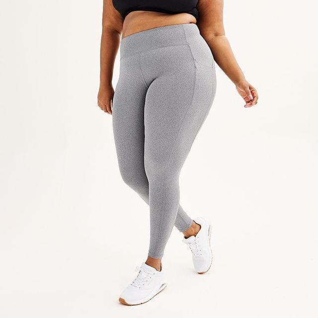 Plus Size Tek Gear Ultrastrech High-Waisted Side Pocket Leggings, Womens Grey Product Image