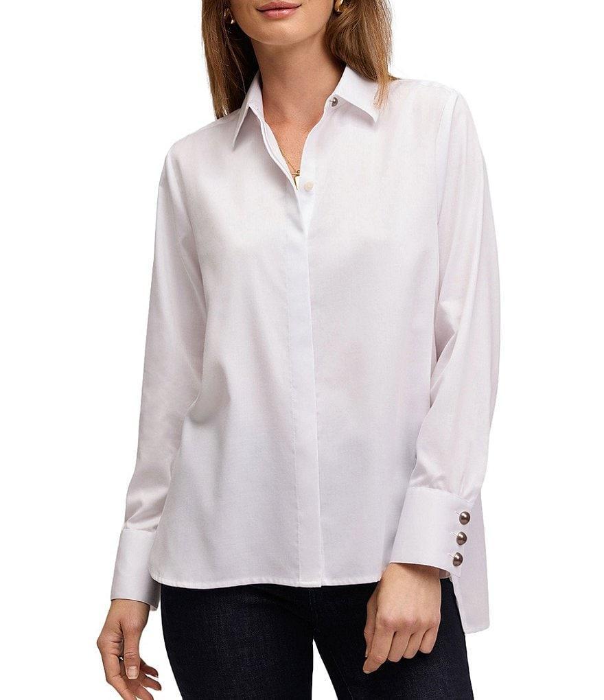 Foxcroft Pearl Stretch Woven Collared Long Sleeve Button Down Top product image