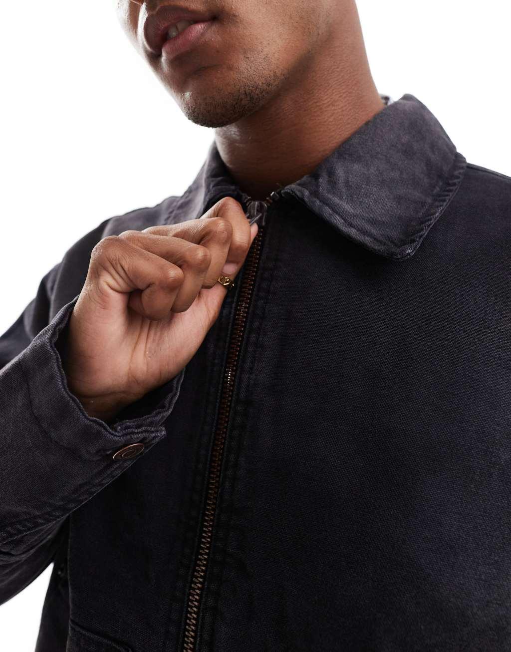 Weekday Alvaro relaxed jacket with front pockets in washed black Product Image