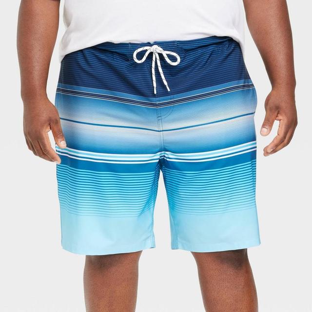 Mens Big & Tall 9 Striped Swim Shorts - Goodfellow & Co Navy Blue 3XL Product Image