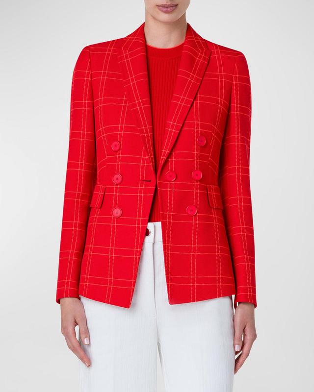 Akris punto Windowpane Plaid Faux Double Breasted Blazer Product Image