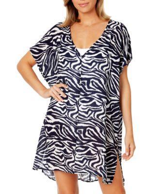 Anne Cole Womens V-Neck Short-Sleeve Cover-Up Tunic Product Image