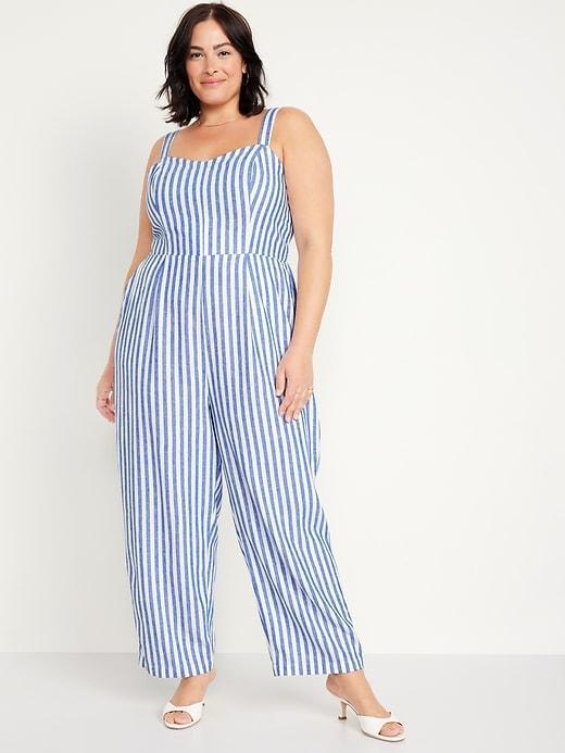 Fit & Flare Linen-Blend Jumpsuit Product Image