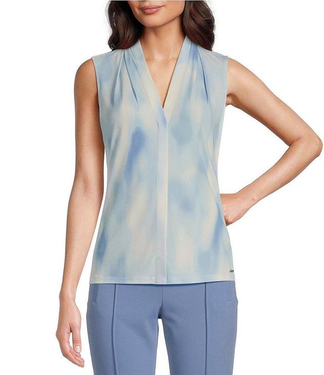 Calvin Klein Printed V-Neck Sleeveless Top Product Image