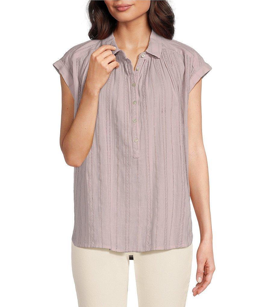 Lucky Brand Collared Neck Short Sleeve Top Product Image