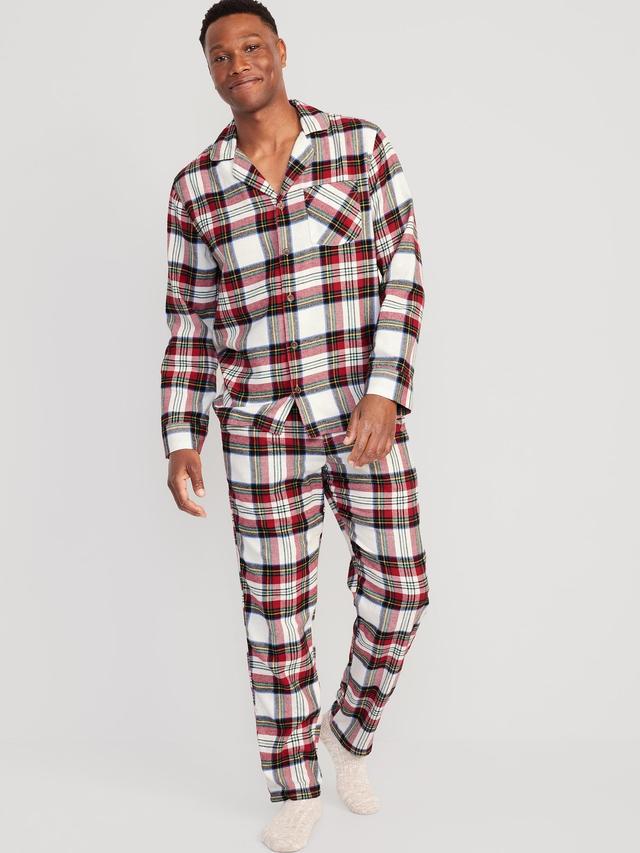 Old Navy Flannel Pajama Set for Men - White Tartan - male - Size: XXXXL Product Image