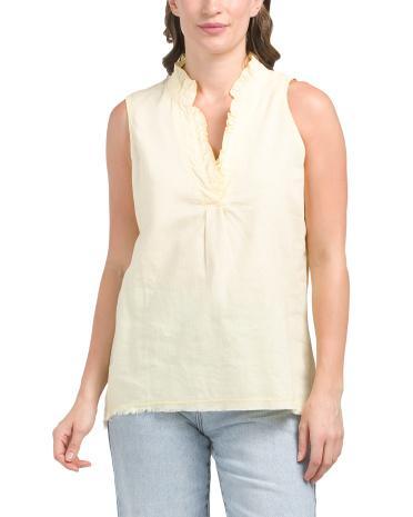 Linen Blend Belita Ruffle Tank Top for Women | Cotton/Cotton Product Image