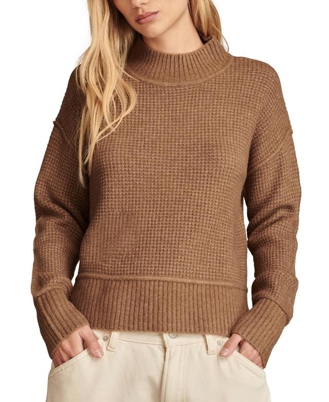 Lucky Brand Womens Mock Neck Waffle-Knit Sweater Product Image