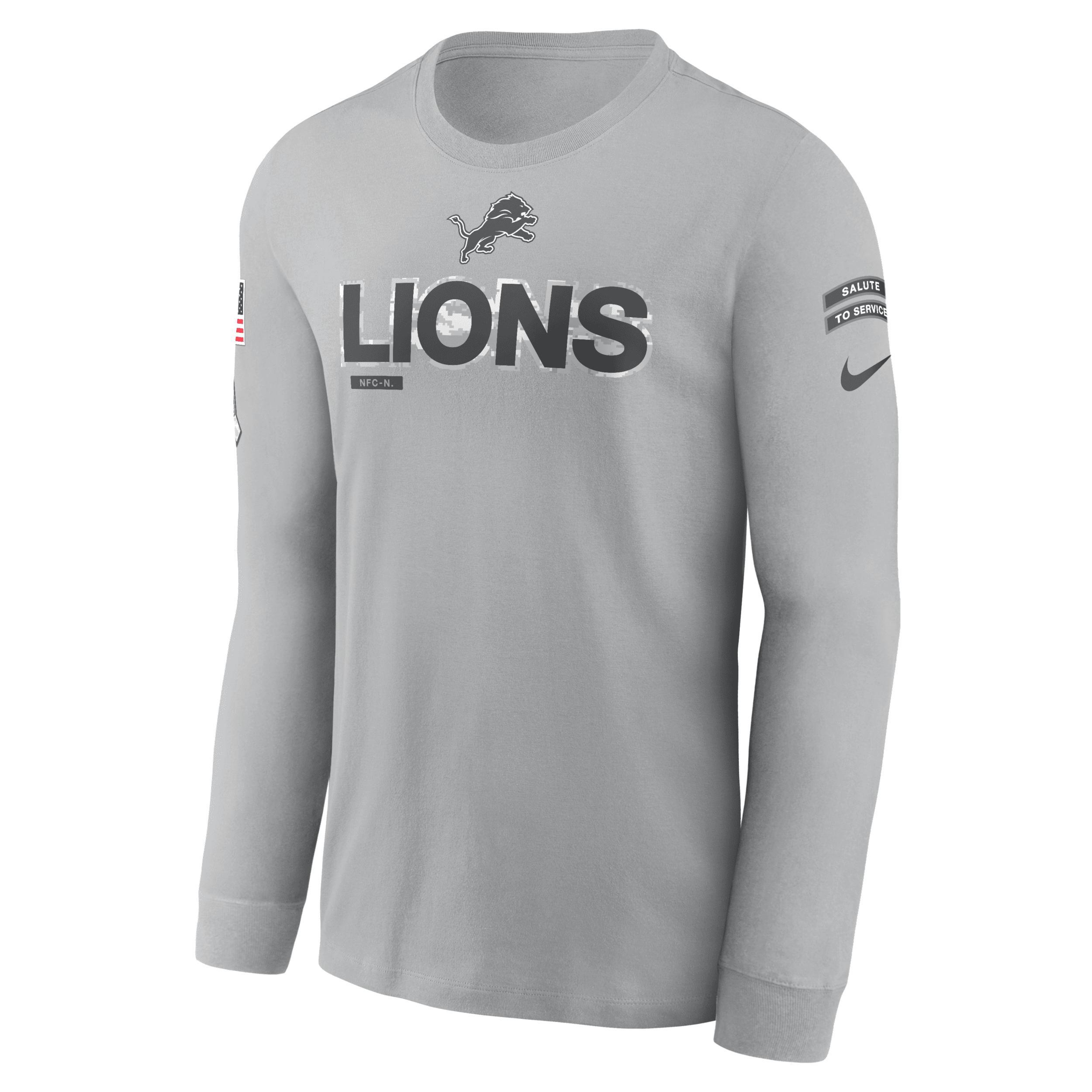 Detroit Lions Salute to Service Mascot Edge Legend Nike Mens NFL Long-Sleeve T-Shirt Product Image