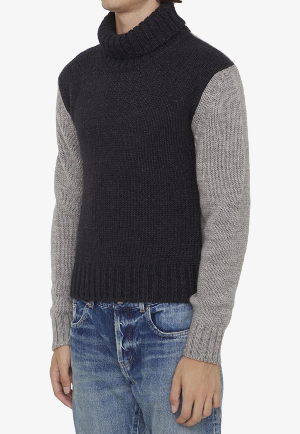 Bi-color Wool Sweater In Multicolor Product Image