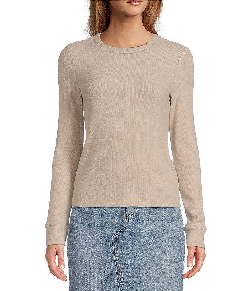 Every Crew Neck Long Sleeve Ribbed Knit Shirt Product Image