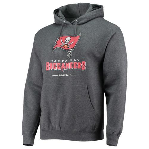 Mens Fanatics Branded Heather Charcoal Tampa Bay Buccaneers Logo Team Lockup Fitted Pullover Hoodie Product Image