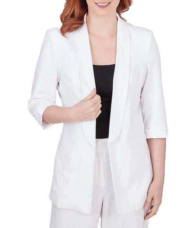 Ruby Rd. Shawl Lapel Collar 3/4 Roll-Tab Sleeve Open-Front Jacket Product Image