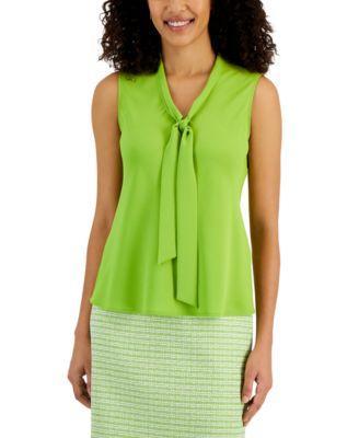 Kasper Sleeveless V-Neck Tie Front Sash Blouse Product Image