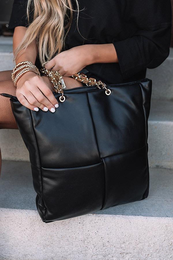 Date Night Faux Leather Tote In Black Product Image