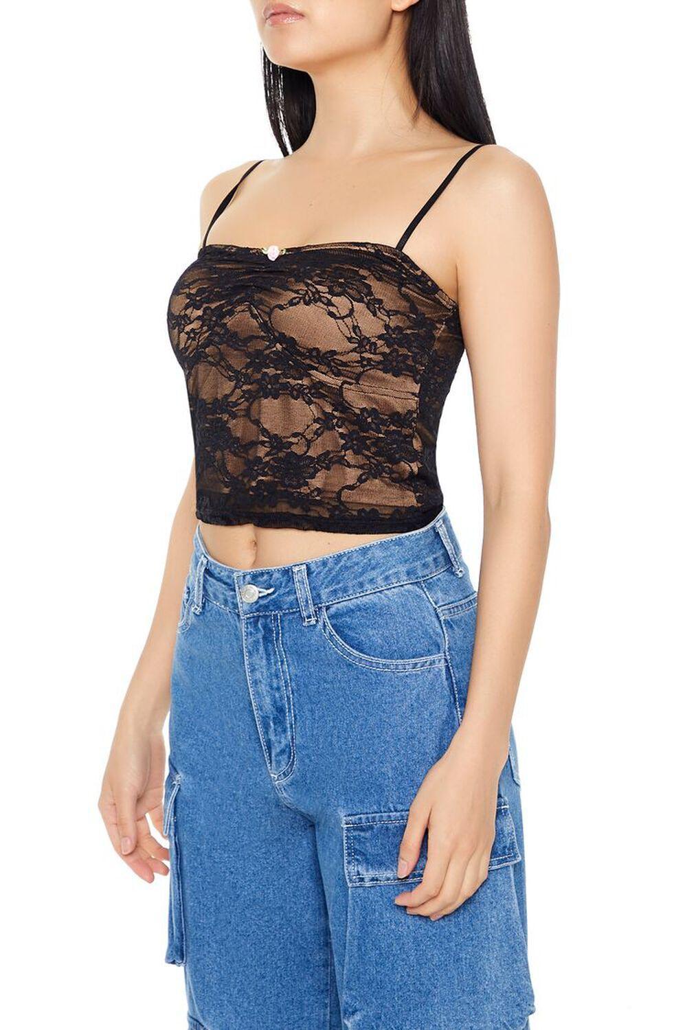 Lace Rosette Cropped Cami | Forever 21 Product Image