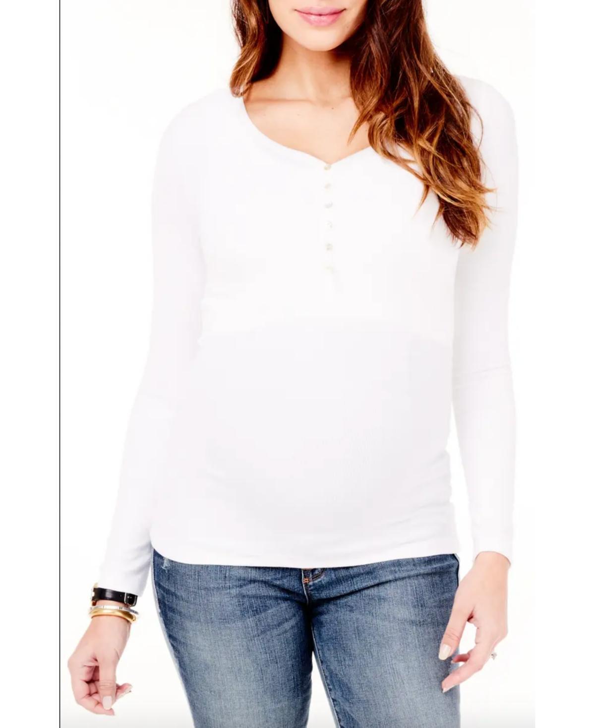 Ingrid & Isabel Ribbed Maternity/Nursing Henley Tee Product Image