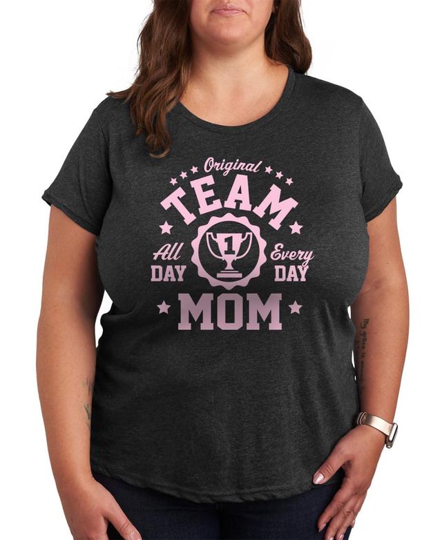 Plus Original Team Mom Graphic Tee, Womens Heather Grey Product Image