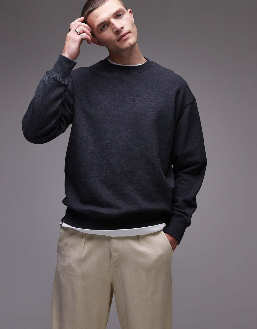 ARKET relaxed terry sweatshirt in dark gray Product Image