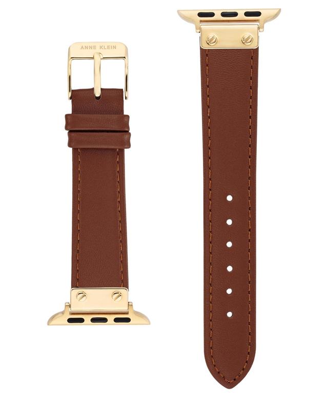 Anne Klein Womens Brown Genuine Leather Band Compatible with 38/40/41mm Apple Watch - Brown Product Image