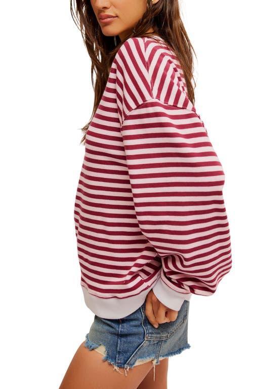 FREE PEOPLE Oversize Stripe Sweatshirt In Pink Product Image