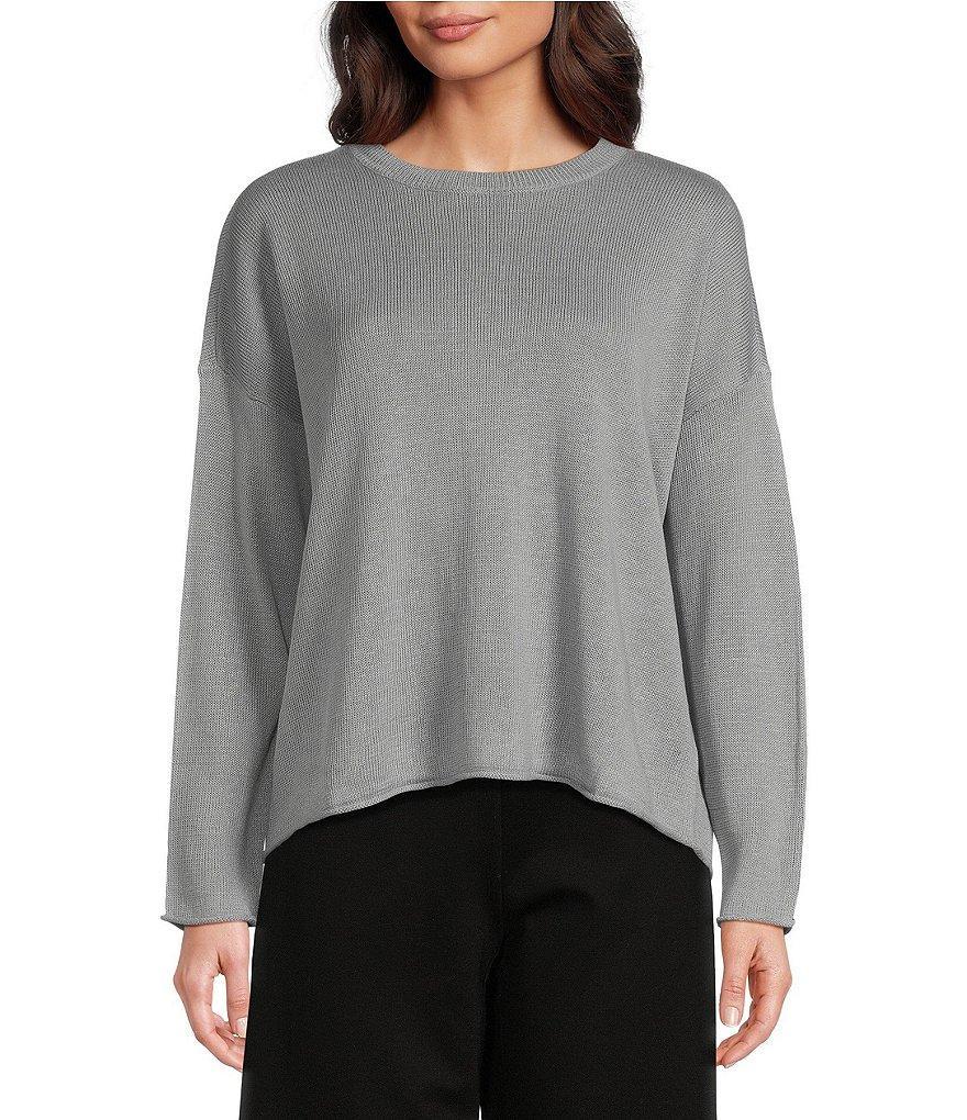 Eileen Fisher Organic Linen Cotton Cord Crew Neck Long Sleeve Top Product Image