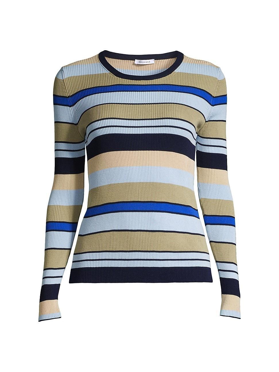 Womens Striped Cotton Rib-Knit Sweater Product Image