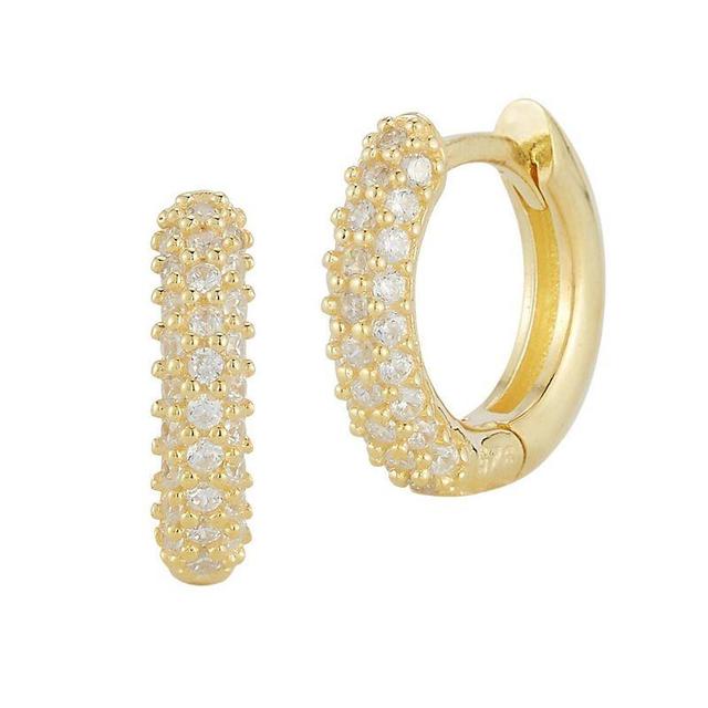 Sunkissed Sterling Cubic Zirconia Pave Huggie Earrings, Womens, Gold Product Image