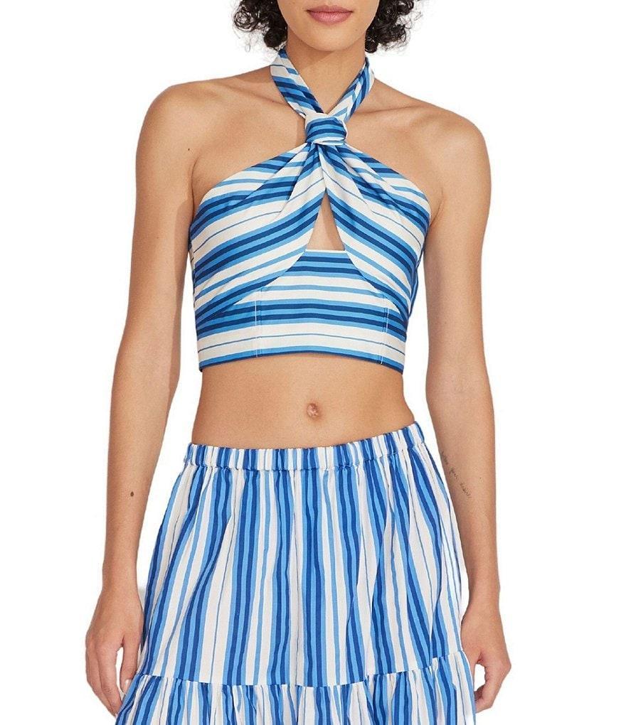 SOLID & STRIPED Naomi Halter Neck Cut-Out Crop Sleeveless Cover-Up Top Product Image