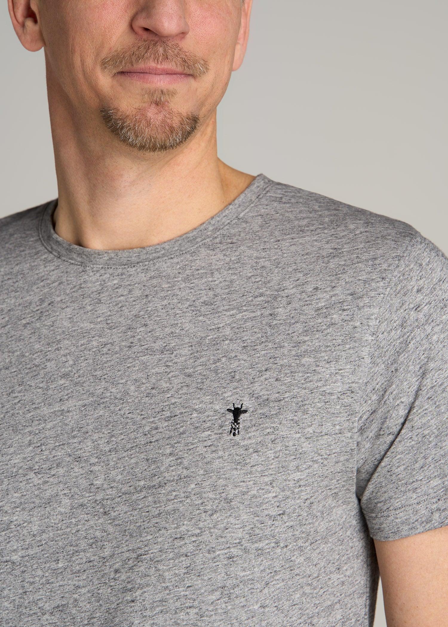 MODERN-FIT Embroidered Logo Crewneck T-Shirt for Tall Men in Heather Grey Male Product Image