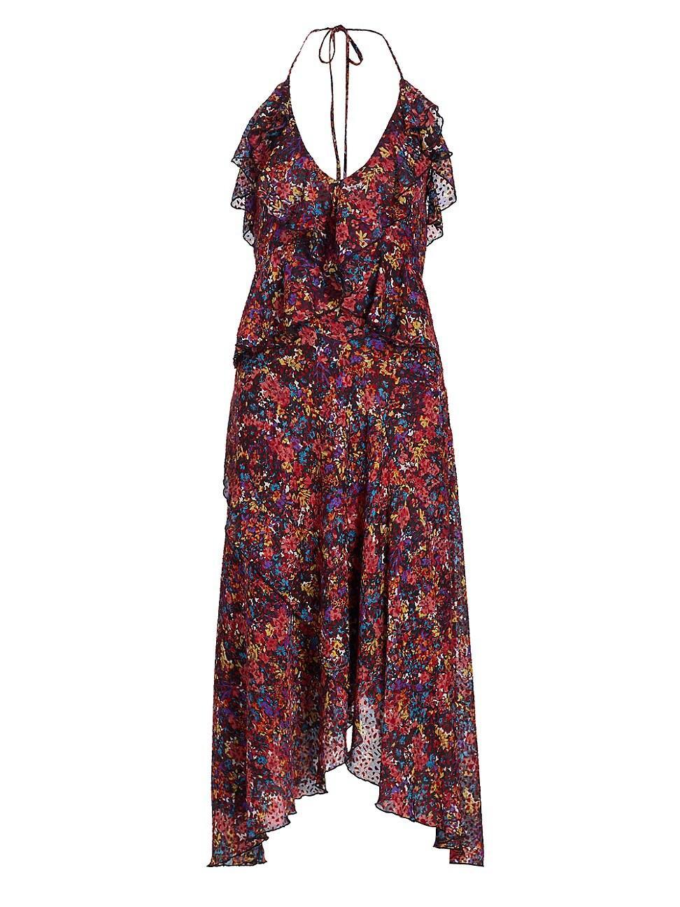 Womens Everlee Floral Ruffled Midi-Dress Product Image