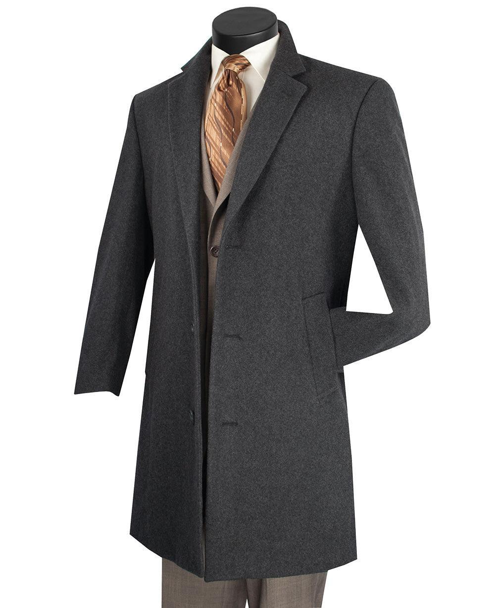 Wool & Cashmere Regular Fit Top Coat 38" Long in Charcoal Product Image