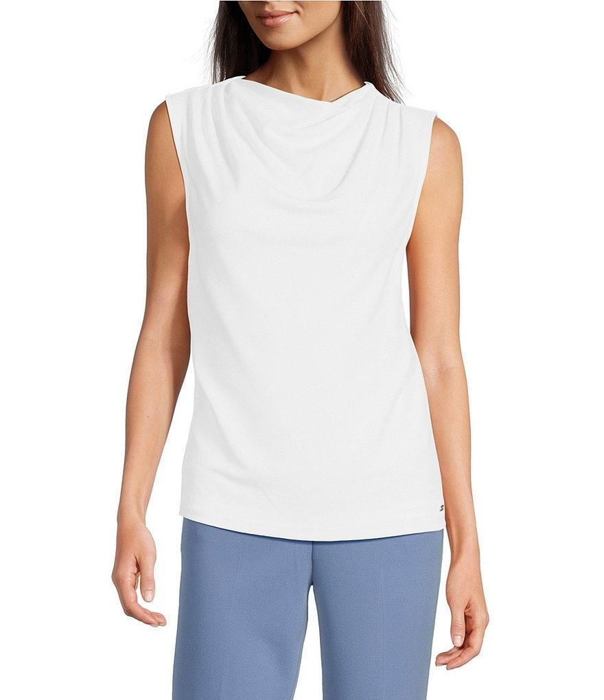 Calvin Klein Petite Size Solid Knit Cowl Neck Sleeveless Top Product Image