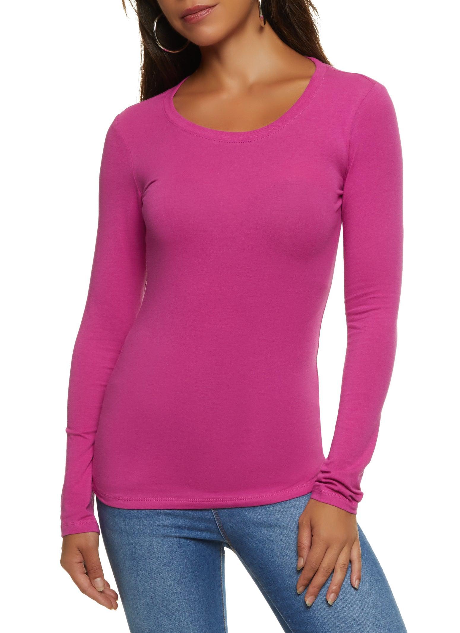 Womens Basic Crew Neck Long Sleeve Tee Product Image