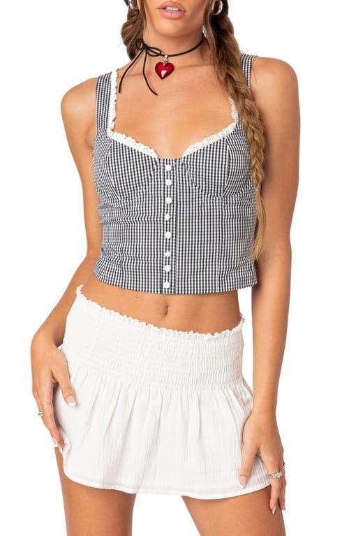 EDIKTED Gingham Bustier Corset Cotton Top Product Image