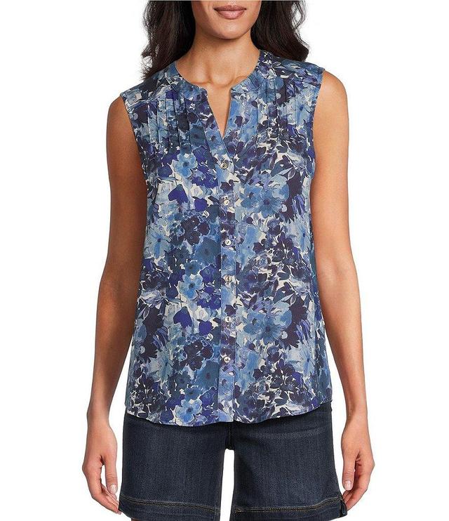 Westbound Oversized Floral Print Woven Sleeveless Button Front Blouse Product Image