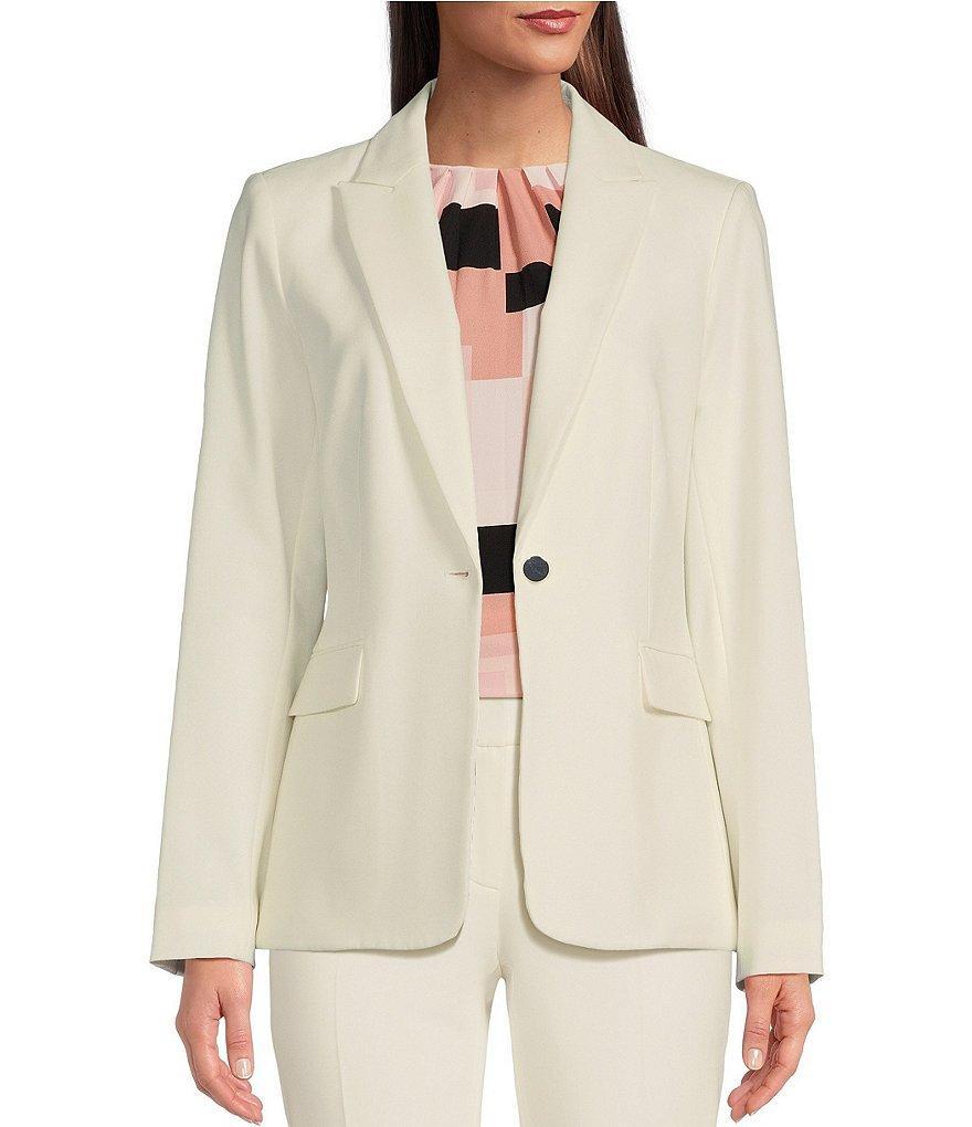 Calvin Klein Stretch Woven Lux Peak Lapel Collar Flap Pocket One-Button Coordinating Jacket Product Image