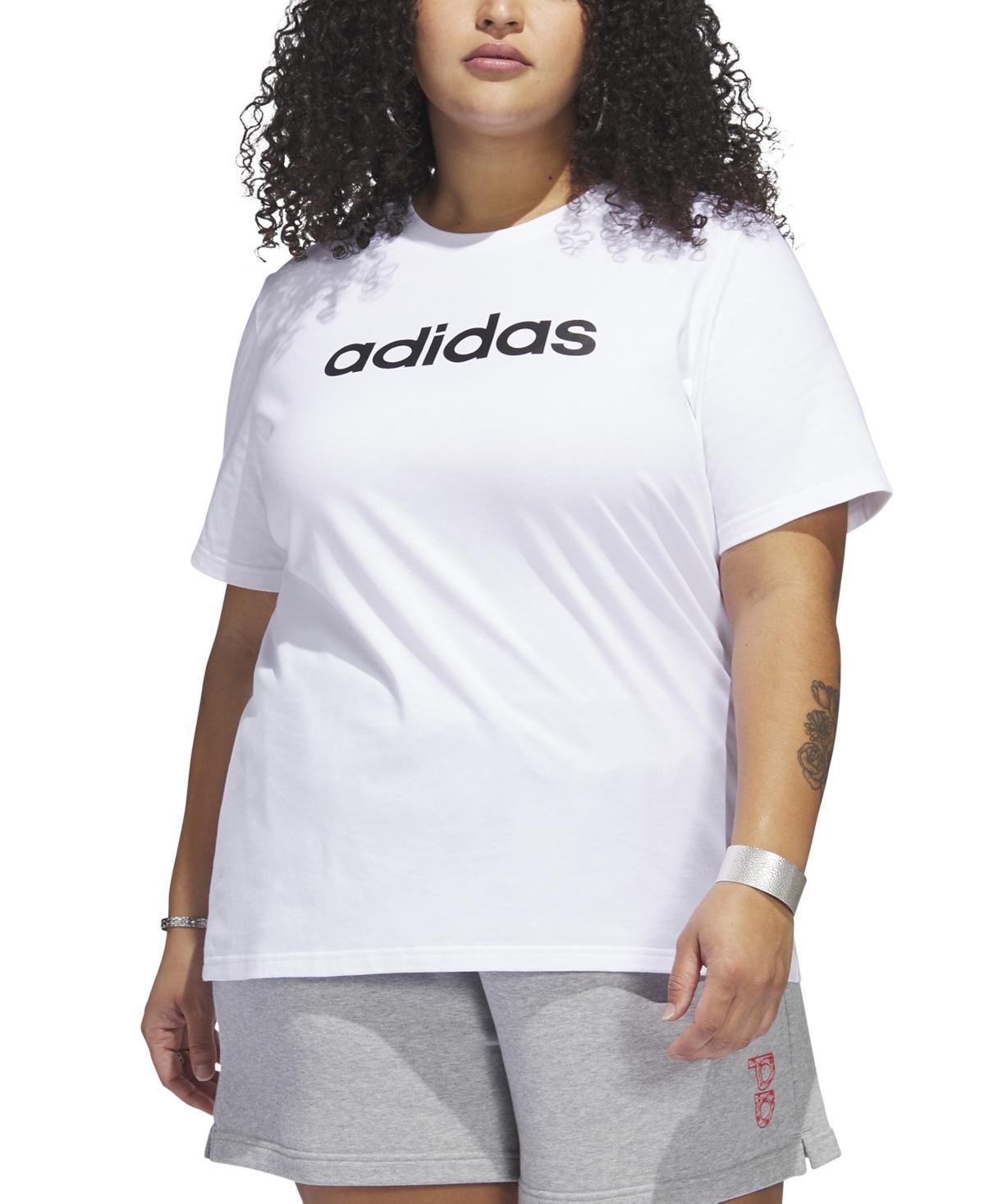 adidas Linear Logo Tee (Plus Size) White 3X Womens Product Image