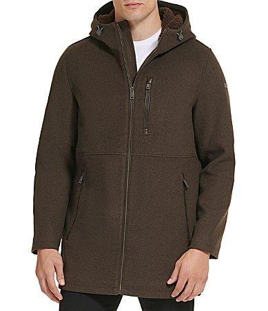 Kenneth Cole New York Long Sleeve Hooded Wool Blend Coat Product Image