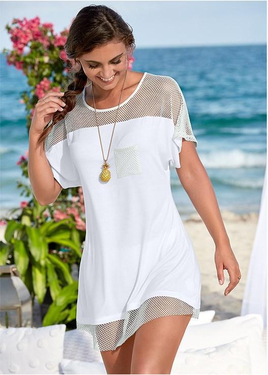 Mesh Trimmed Cover-Up Dress Product Image